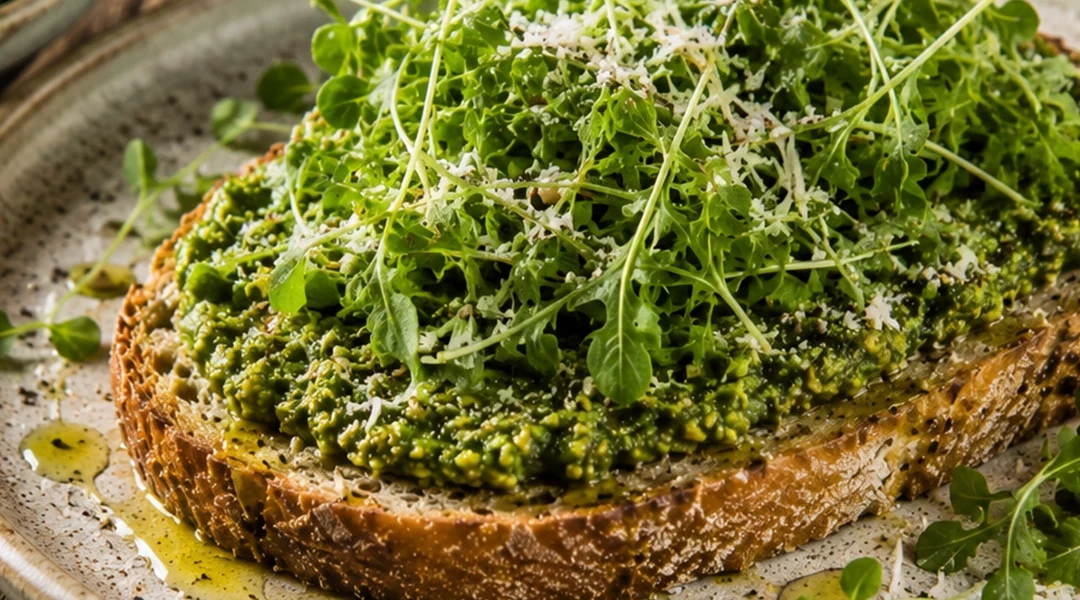 Arugula Microgreen Pesto Toast