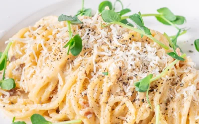 Lemon Garlic Pasta with Arugula Microgreens