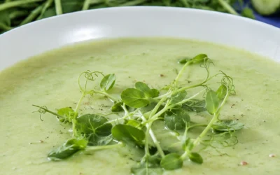 Chilled Cucumber Soup with Field Pea Microgreens