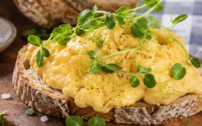 Soft Scramble Toast with Field Pea Microgreens
